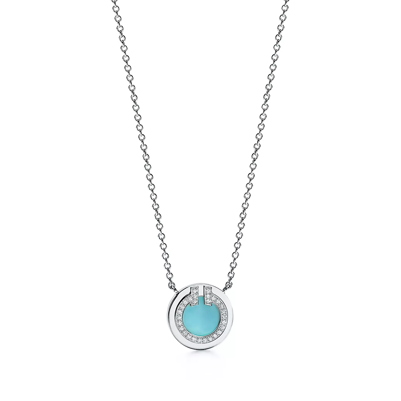 Diamond and Turquoise Circle Pendant